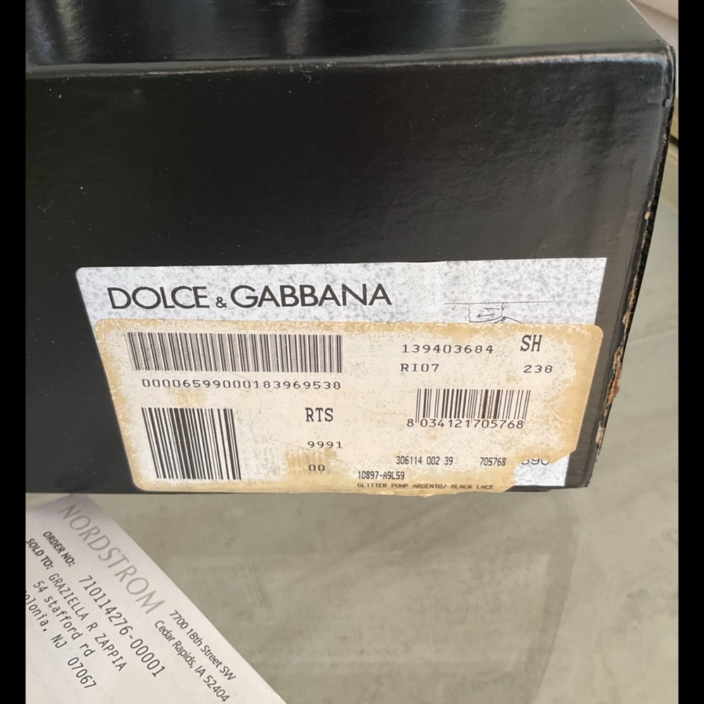 Dolce & Gabbana Decollete Glitter Pizzo Argento black lace platform pump, 39 - Picture 8 of 8